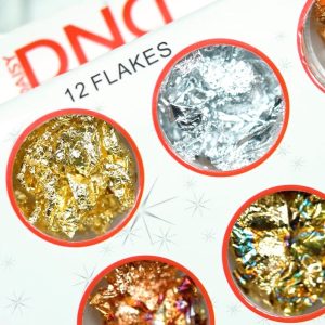 Gold Multi-Color Foil Flakes Nail Design