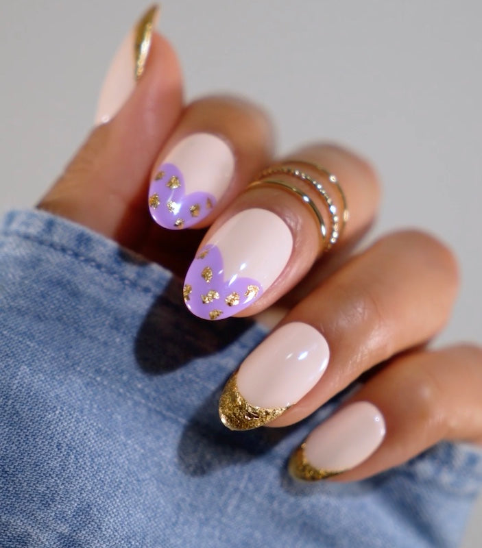 Gold Multi-Color Foil Flakes Nail Design - Image 2